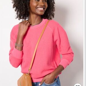 NWOT Perfectwhitetee Ziggy Inside Out Fleece Crew Sweatshirt Pink Bloom Large